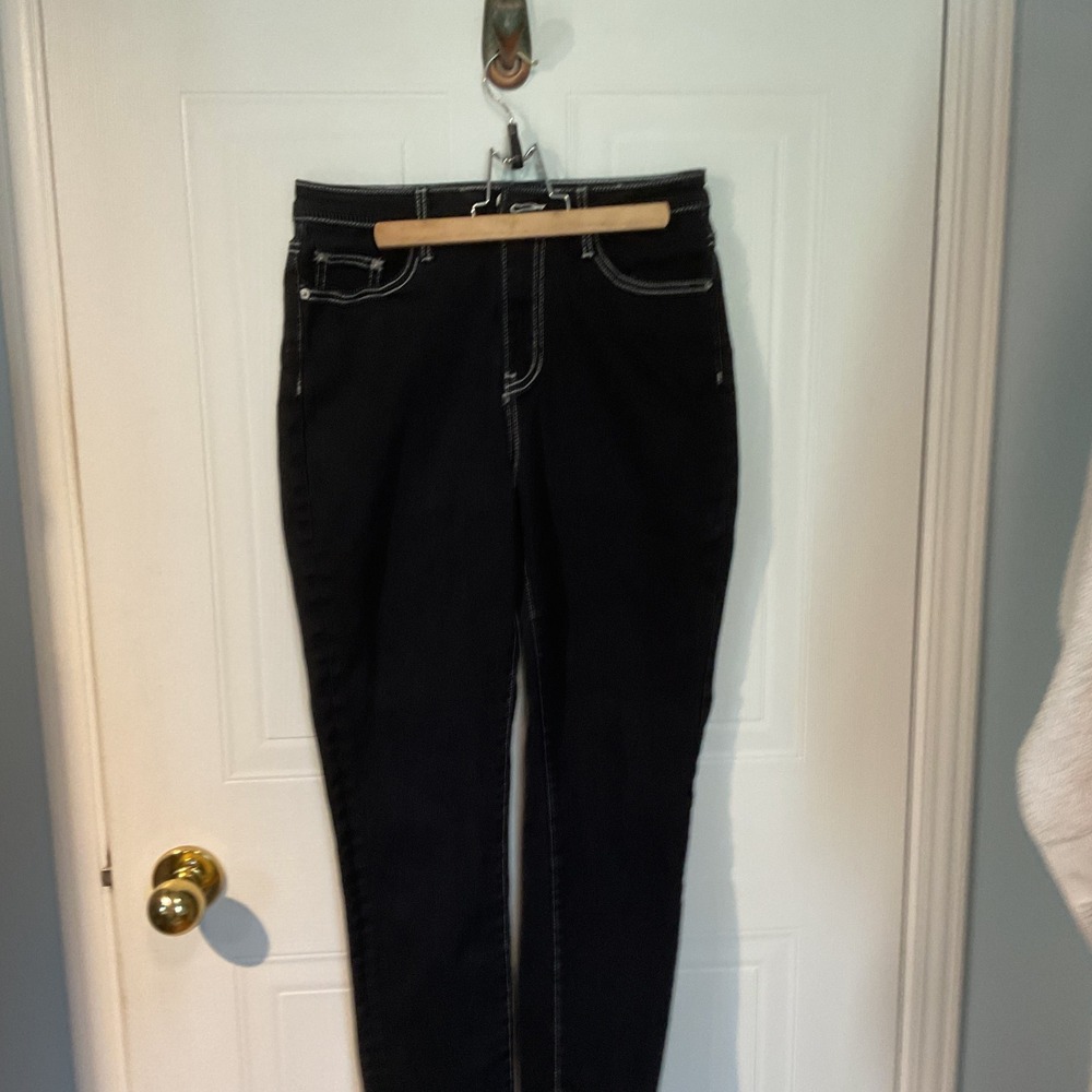 Twik Skinny Jeans Womens 29 Black Excellent White Contrast Stitch High Rise
